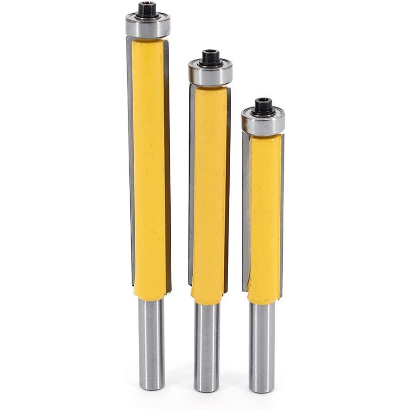foto del prodotto langray punta per fresatrice da 3 pezzi, gambo da 8 mm utensili per fresatura per carpenteria fai da te taglio con cuscinetto superiore, punta per