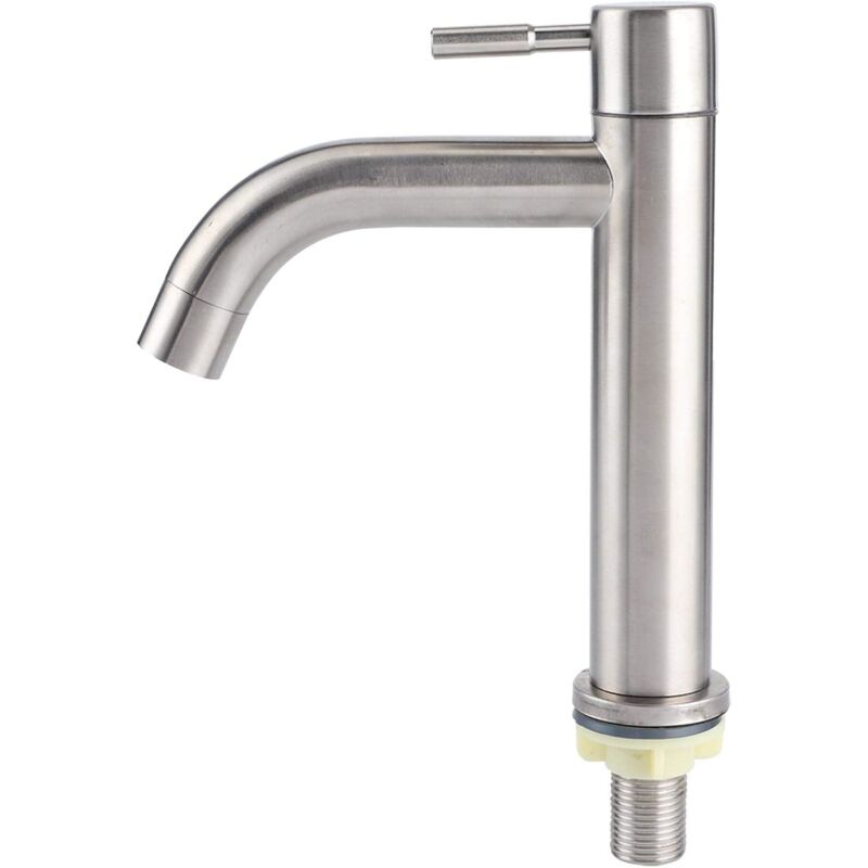 foto del prodotto langray rubinetto singolo per acqua fredda in acciaio inossidabile spazzolato g1 2 con maniglia singola alta e un foro per lavello tipo 1 