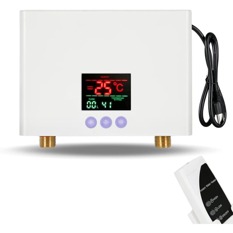 foto del prodotto langray scaldabagno sottolavello istantaneo mini da 3000 w, sistema di riscaldamento termostatico da 220 v con telecomando, display digitale per