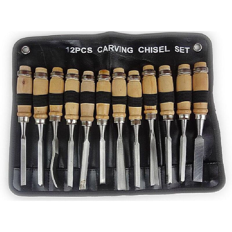 foto del prodotto langray set di 12 scalpelli per legno kit di utensili manuali per legno con custodia