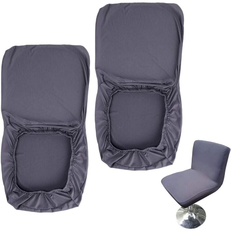 foto del prodotto langray set di 2 coprisgabelli da bar grigio scuro con schienale elasticizzato per sedia da pranzo girevole corta