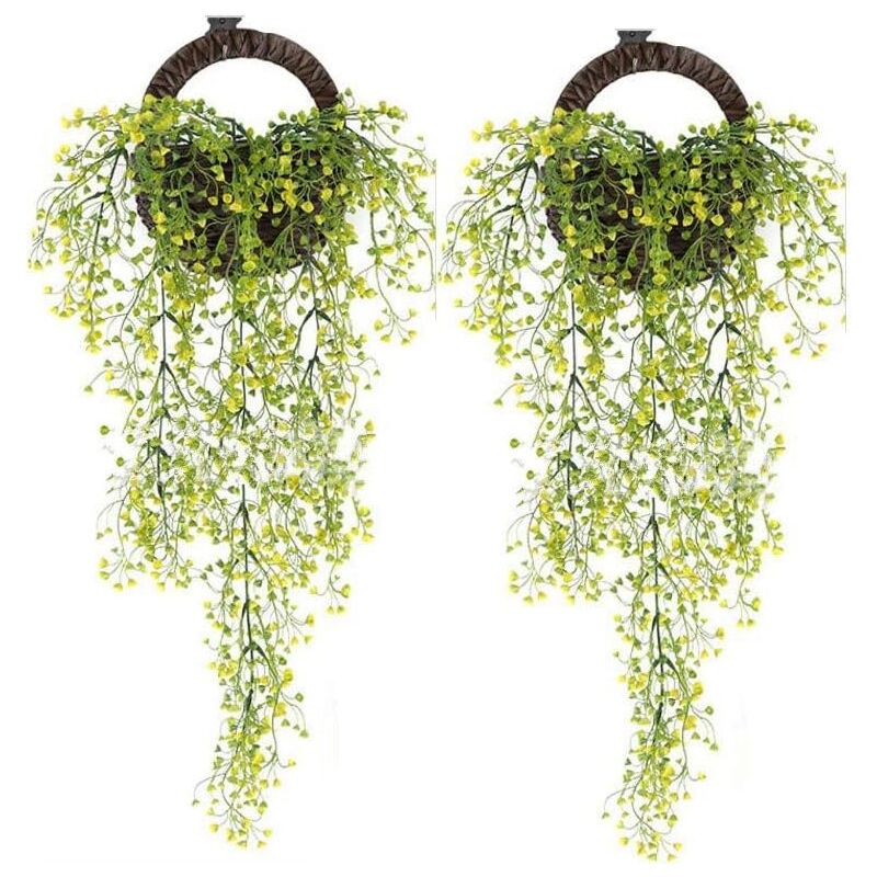 foto del prodotto langray set di 2 piante artificiali di edera rampicante, piante artificiali per interni ed esterni, fiori artificiali per decorazioni da parete e