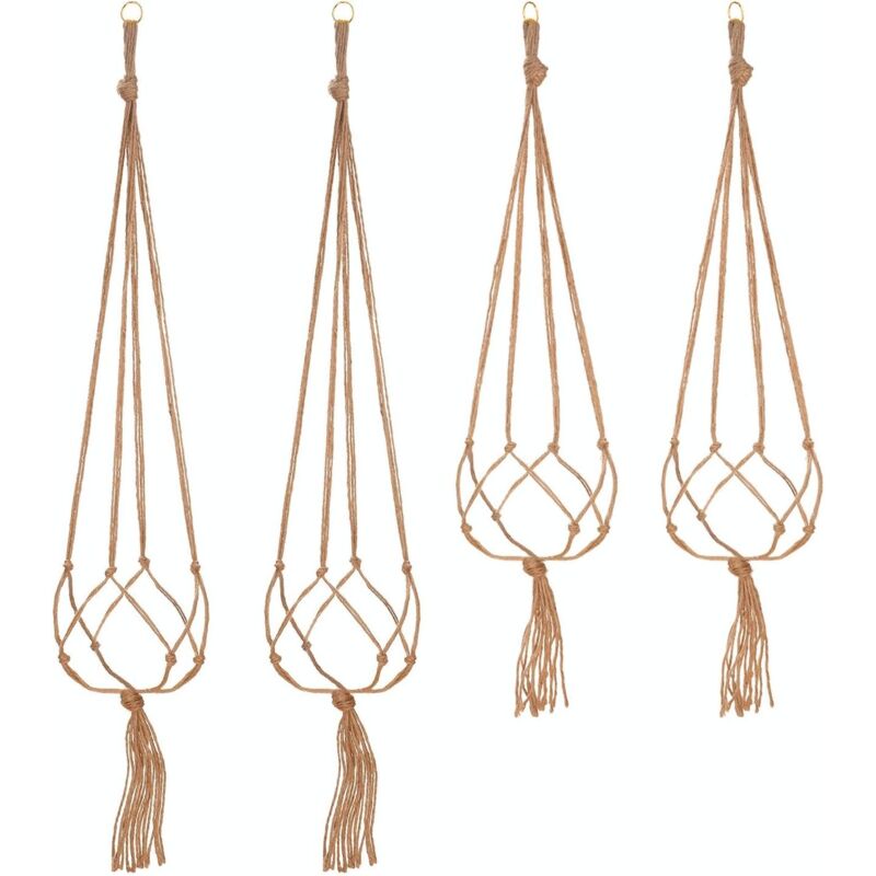 foto del prodotto langray set di 4 ganci per piante in macram , portavasi in corda, decorazione per interni ed esterni, con 2 pezzi da 105 cm e 2 pezzi da 90 cm, 4