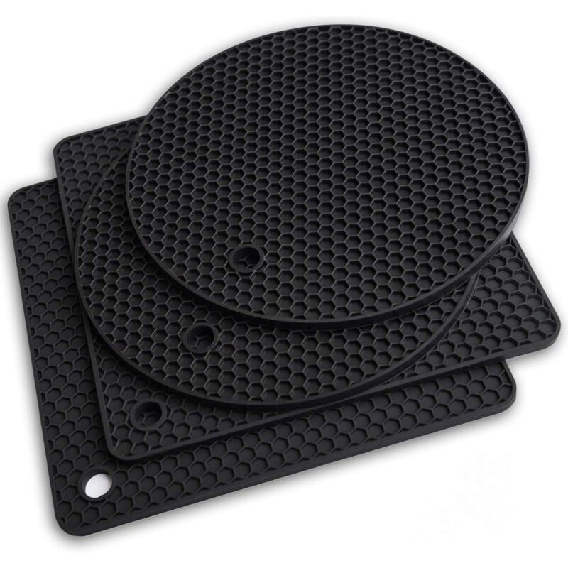 foto del prodotto langray set di 4 sottopentola in silicone nero 