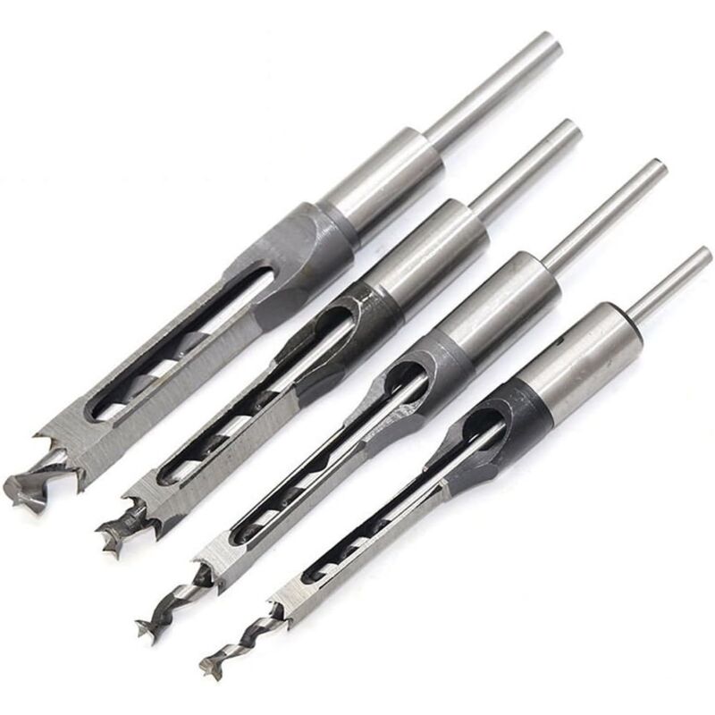 foto del prodotto langray set di scalpelli da 4 pezzi punte da trapano per fori quadrati, set di strumenti per la lavorazione del legno con scalpello cavo in acciaio
