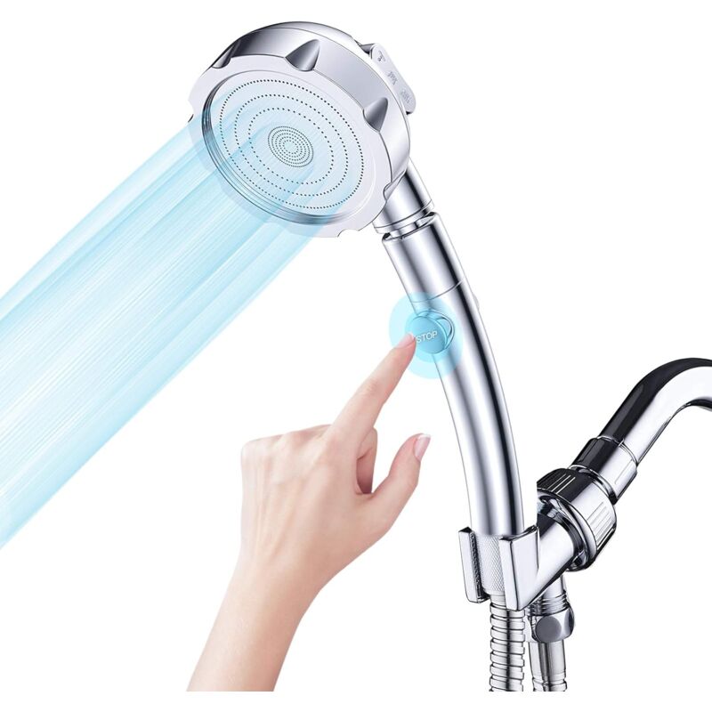 foto del prodotto langray soffione doccia, 3 modalit doccia portatile con pulsante di arresto doccia con rotazione a 360 doccia a risparmio idrico tipo universale