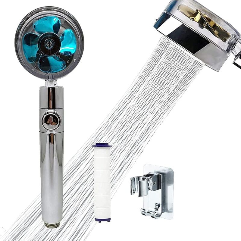 foto del prodotto langray soffione doccia portatile ad elica ad alta pressione, soffione doccia girevole a 360 , soffione doccia turbocompresso a risparmio idrico,