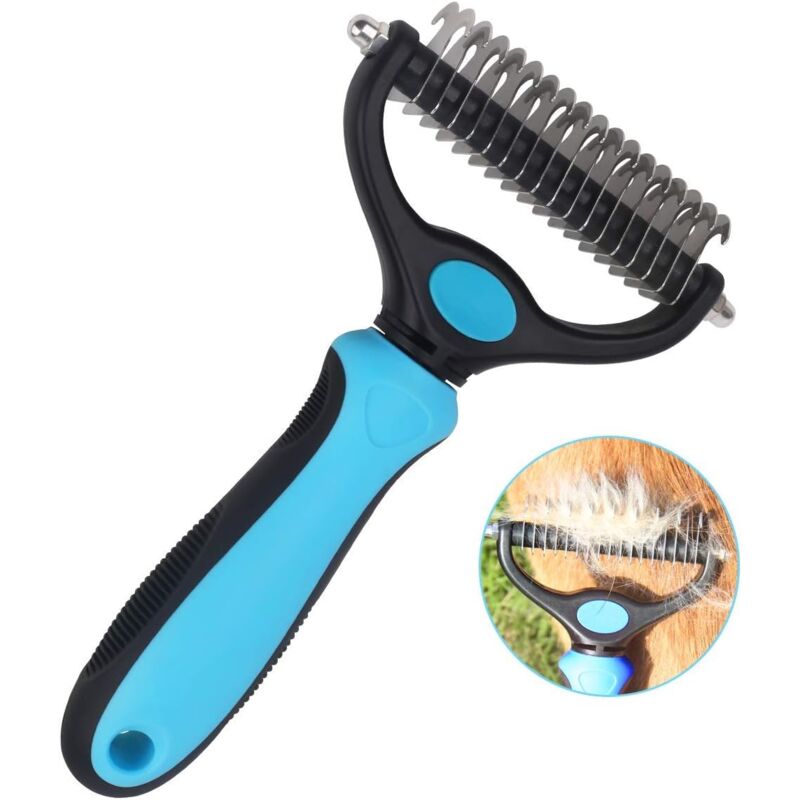 foto del prodotto langray spazzola per toelettatura cani 17 9 denti a doppia faccia per rimuovere peli corti o lunghi