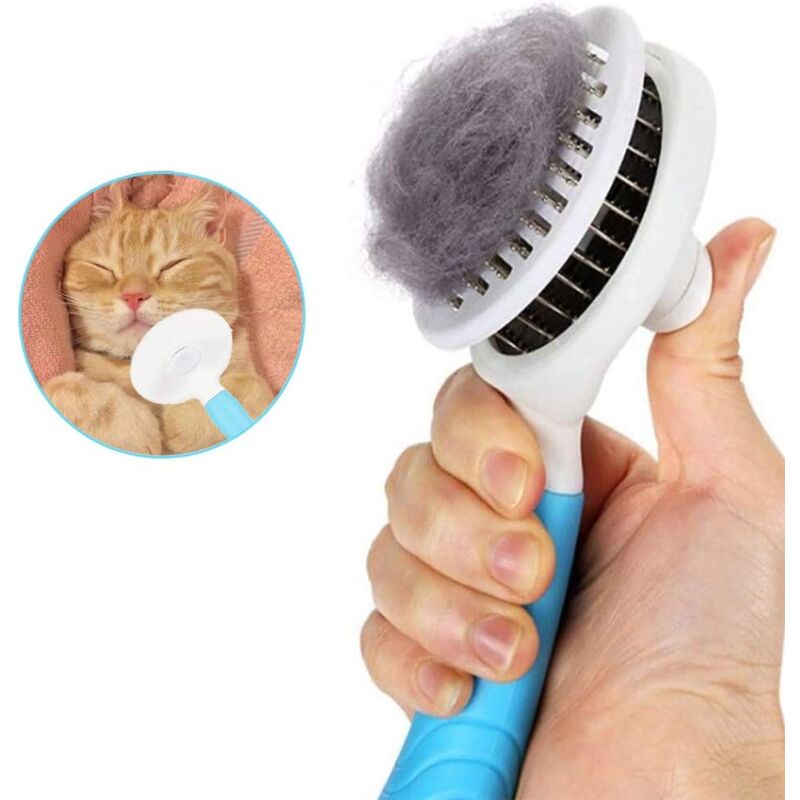 foto del prodotto langray spazzola per toelettatura cani, spazzola per gatti a pelo lungo, spazzola autopulente per cani e gatti, con depilazione con un clic, per