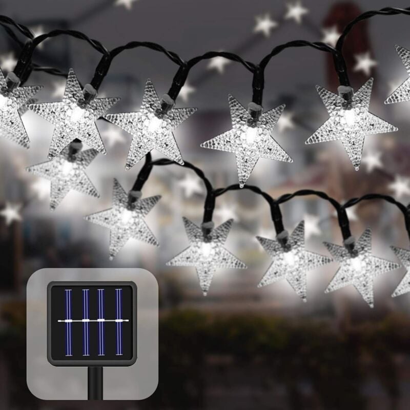 foto del prodotto langray stringa di luci solari da esterno 7m 50 led stella impermeabile decorativa lampada solare natalizia per feste, matrimoni, giardino,
