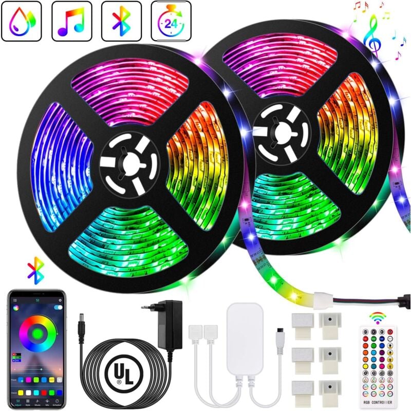 foto del prodotto langray striscia led bluetooth, striscia led 10m 5m2 300 led 5050 rgb ip65, controllato da app per smartphone, sincronizza con ritmo