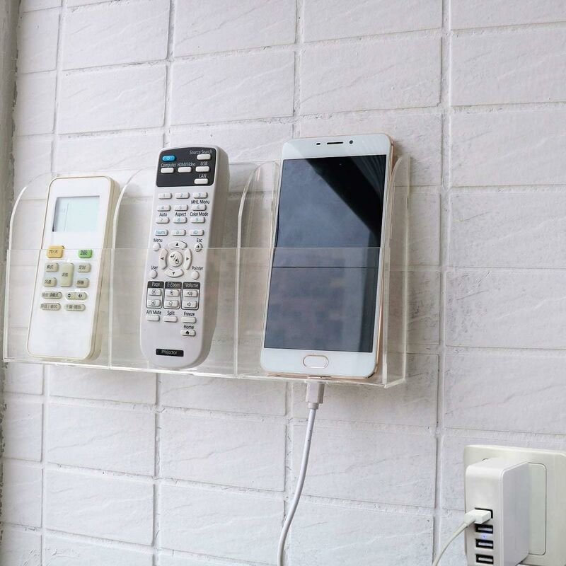 foto del prodotto langray supporto da parete in acrilico per telefono cellulare con telecomando 3 scomparti