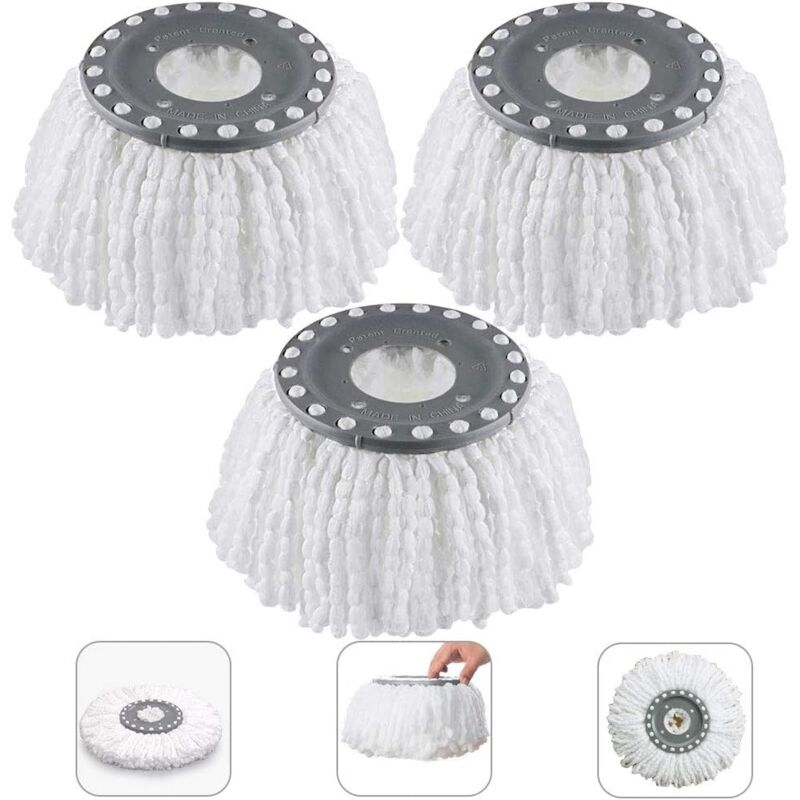 foto del prodotto langray teste per mocio in microfibra, teste per mocio, teste di ricambio rotonde per mocio con rotazione a 360 per mocio con rotazione a 360 