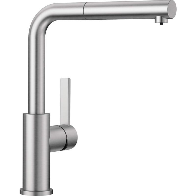 foto del prodotto lanora s 525126 miscelatore per cucina, in acciaio inox spazzolato, a bassa pressione blanco