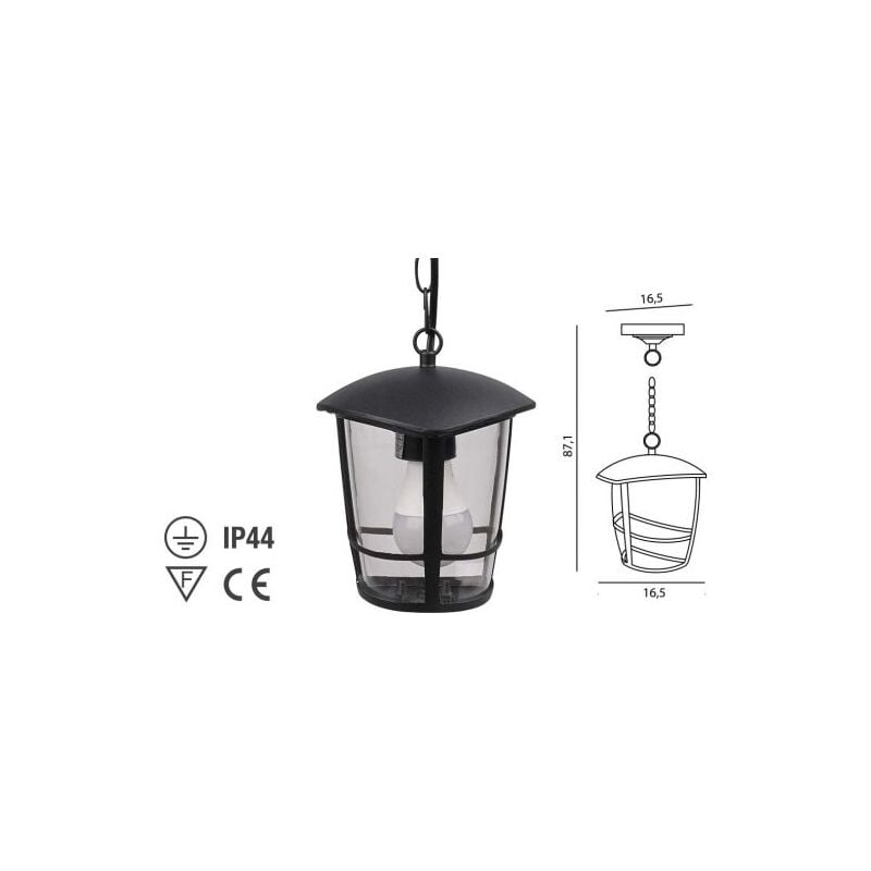 foto del prodotto lanterna a catena cozy cm 16,5 x h87,1 nera papillon 26102 