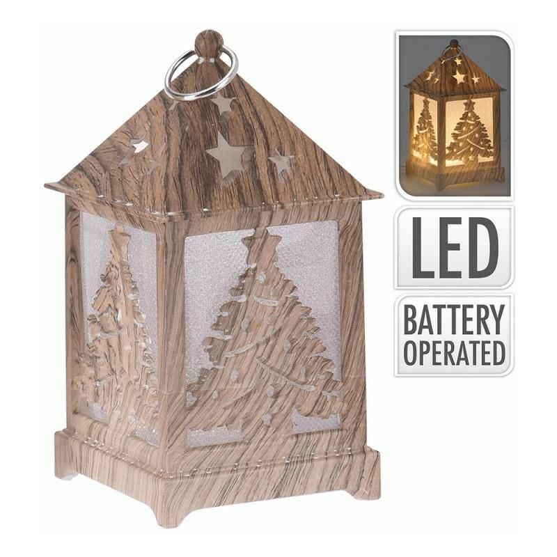 foto del prodotto lanterna a led in legno intagliato 6,5x6,5x12cm
