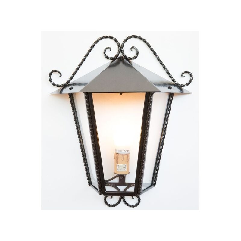 foto del prodotto lanterna a muro mezza lanterna heidi in ferro battuto lampade applique cm. 44x51