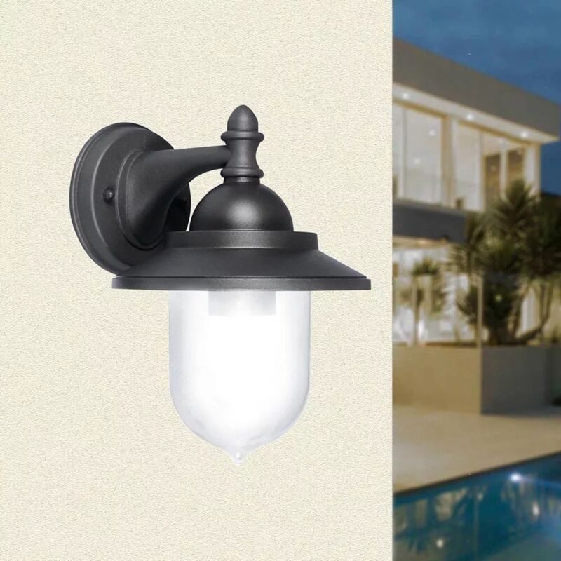 foto del prodotto lanterna a parete giardino lampada da muro porta lampadina e27 b247g
