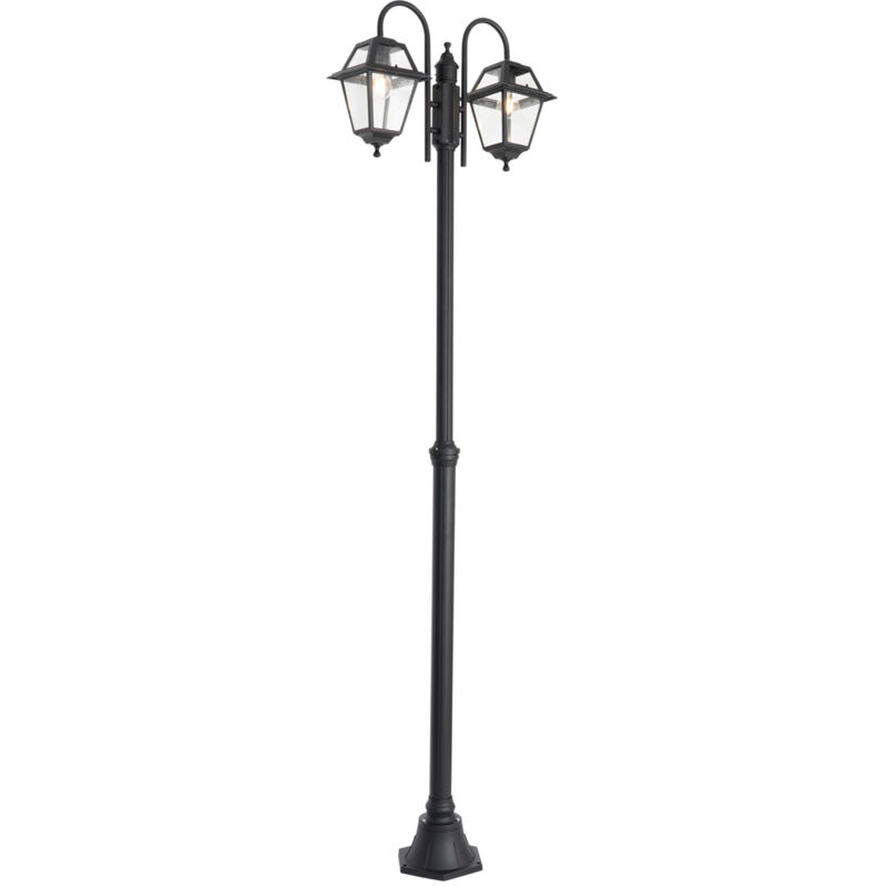 foto del prodotto lanterna berta classico alluminio,vetro nero quadrato max. 2 x watt qazqa