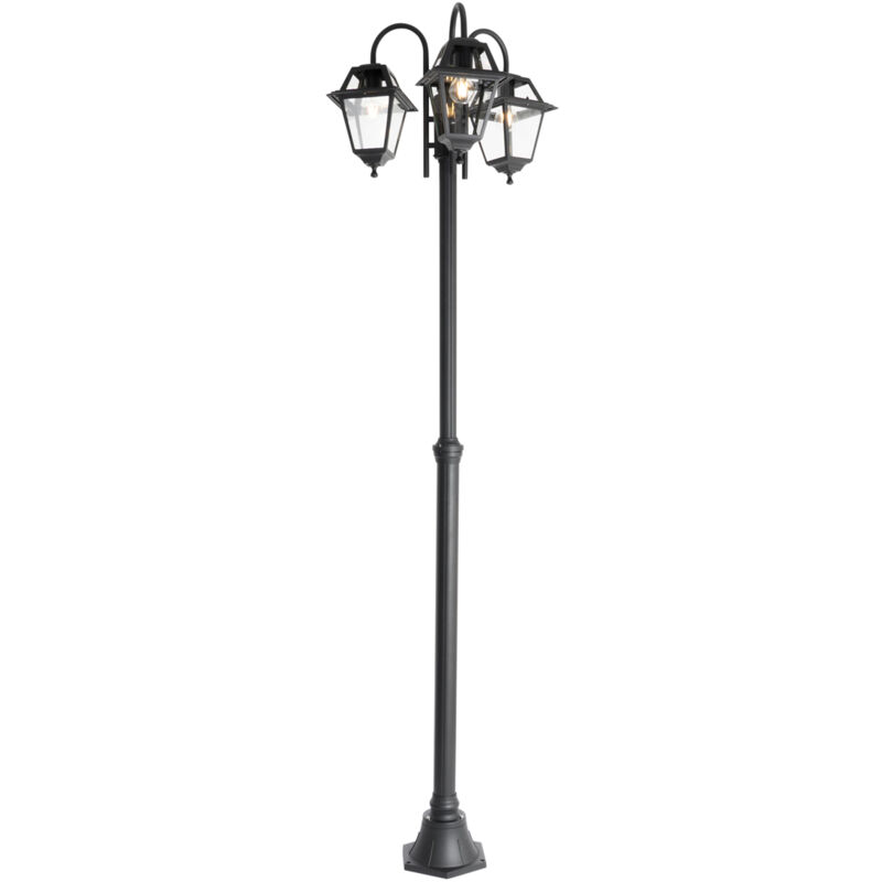 foto del prodotto lanterna berta classico alluminio,vetro nero quadrato max. 3 x watt qazqa