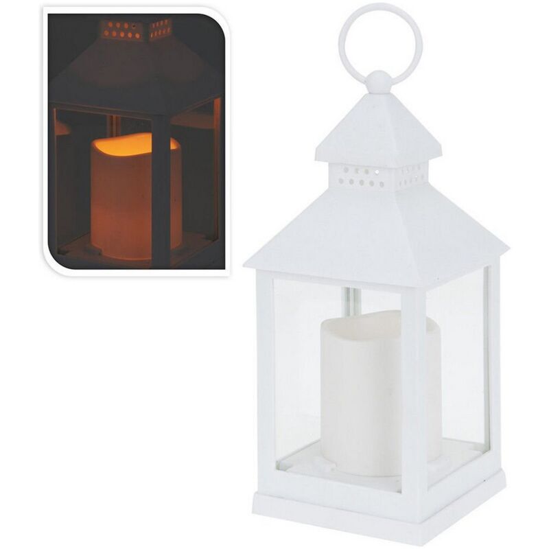 foto del prodotto lanterna candela led bianco metallo