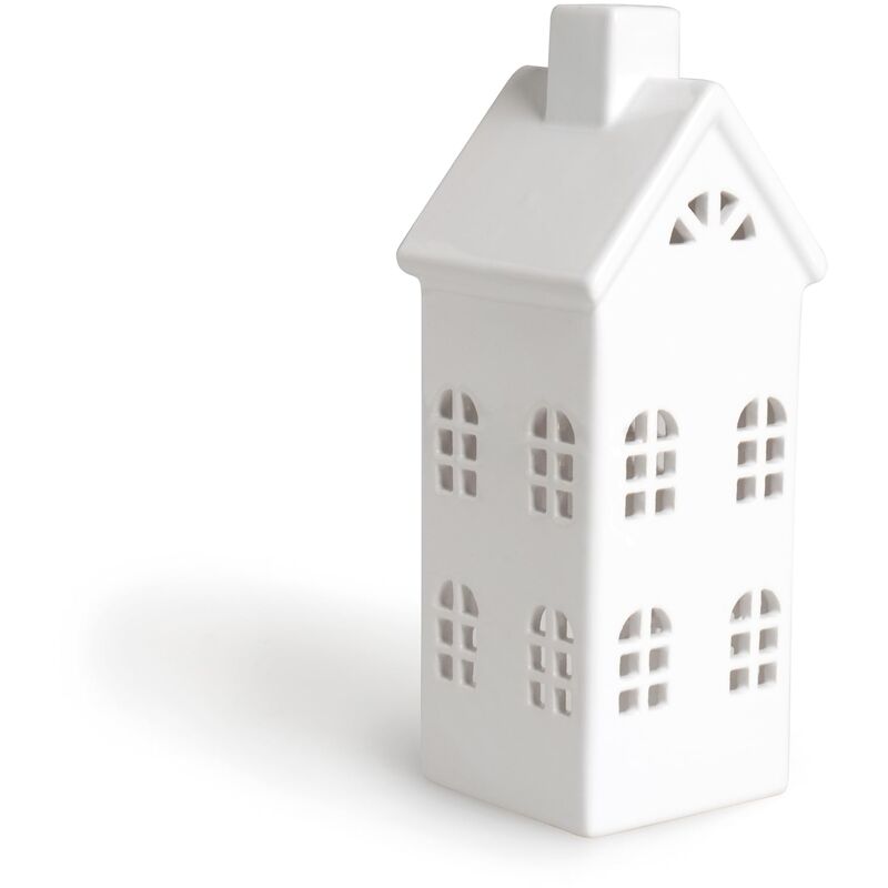 foto del prodotto lanterna casetta, ceramica, bianco, 8x8x23 cm excelsa