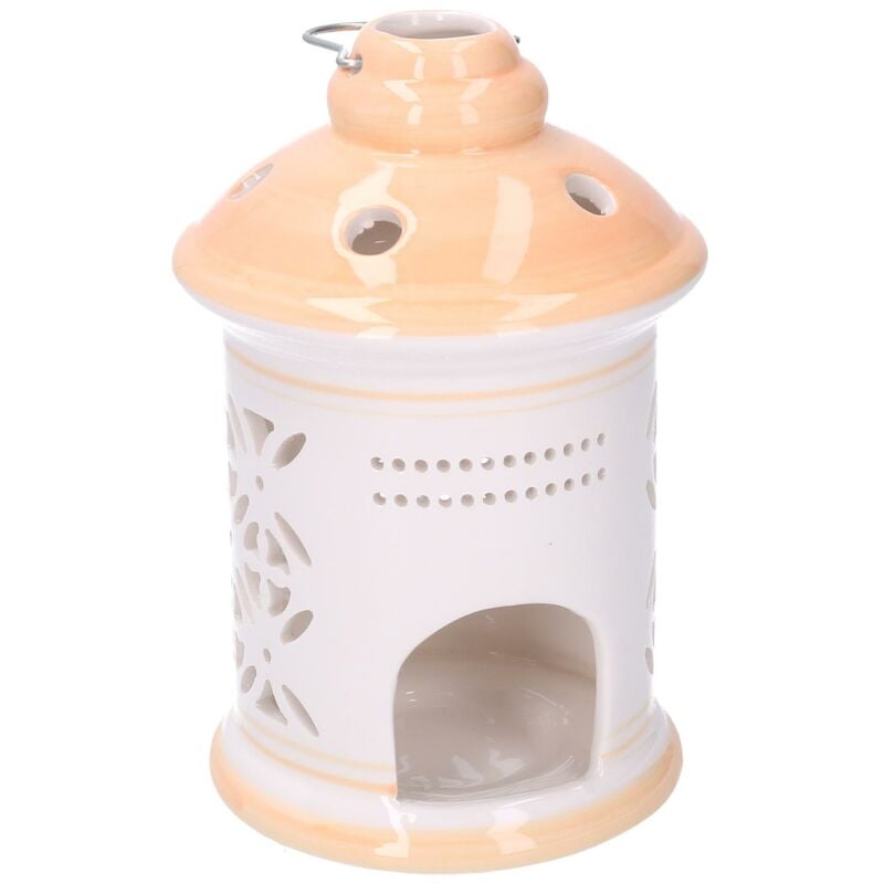 foto del prodotto lanterna ceramica arancione tondo cm 11,5h17,5