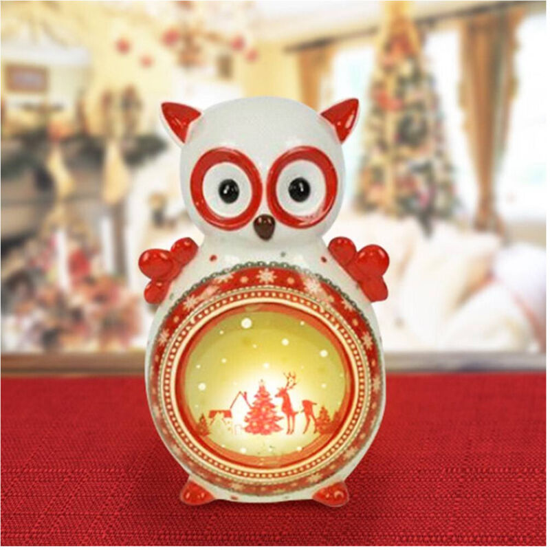 foto del prodotto lanterna ceramica gufo con candela elettrica 21 cm decorazioni natalizie - - trade shop traesio