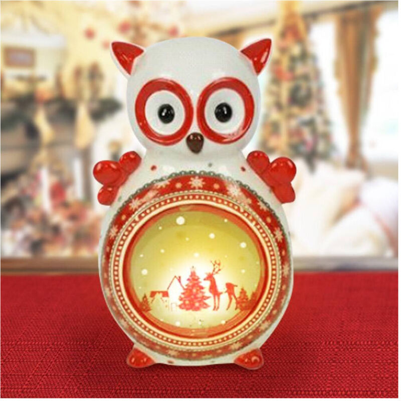 foto del prodotto lanterna ceramica gufo con candela elettrica 28 cm decorazioni natalizie - - trade shop traesio