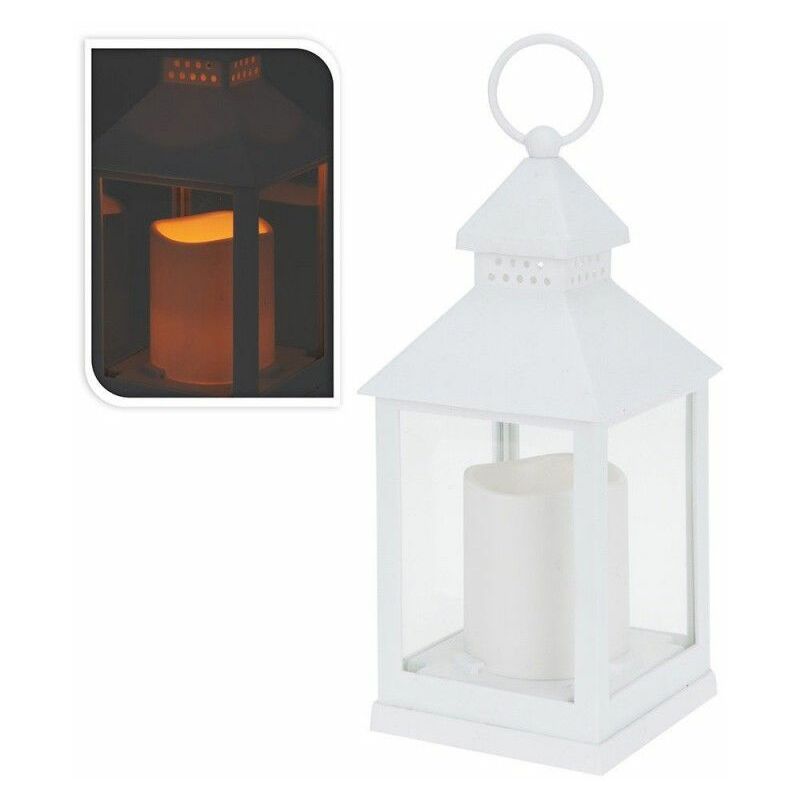 foto del prodotto lanterna con candela a led 10,5x10,5x23cm bianco