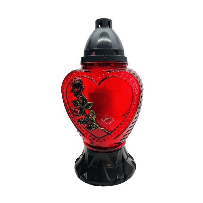 foto del prodotto lanterna cuore l-2380 / nuova decorata / rosso /1 pezzo
