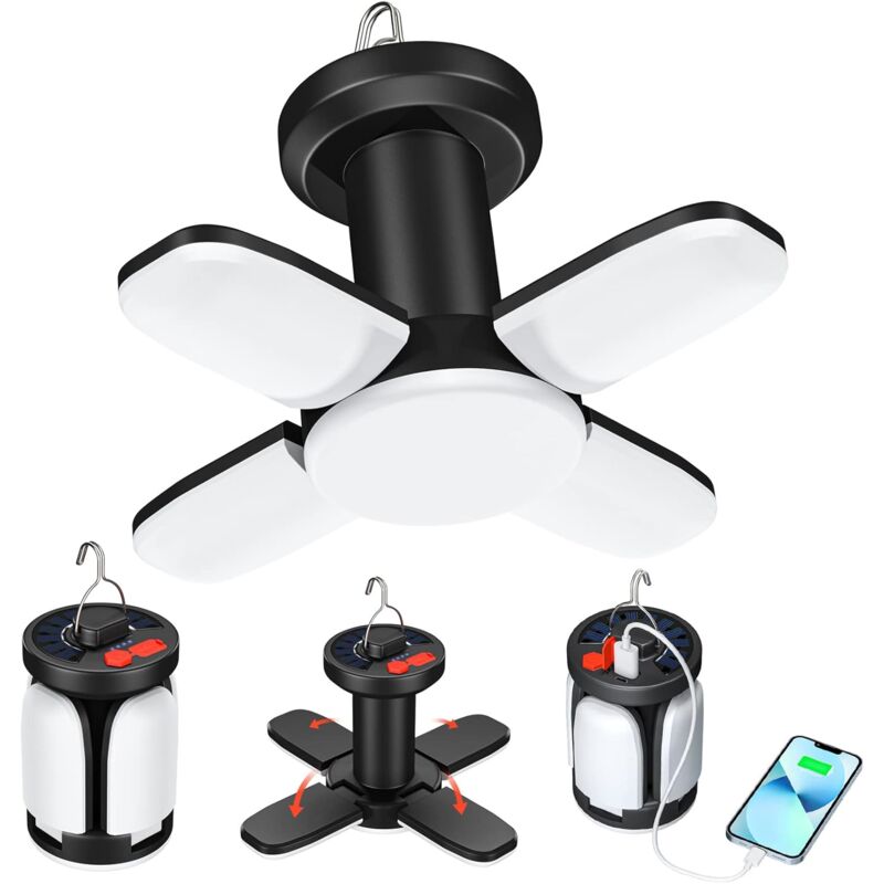 foto del prodotto lanterna da campeggio a led 4500 mah lampada solare usb ricaricabile 6 modalit di illuminazione luce da campeggio pieghevole a 360 sos ipx5 luce da