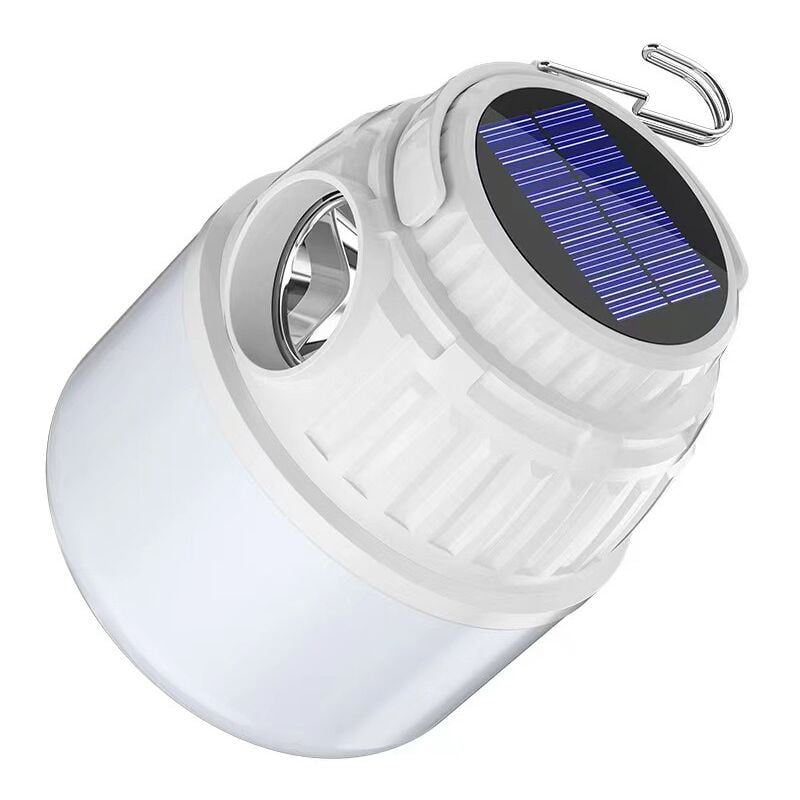 foto del prodotto lanterna da campeggio a led, lampada solare ricaricabile di tipo c, 4 modalit di luminosit , portatile, impermeabile, ideale per campeggio e pesca.