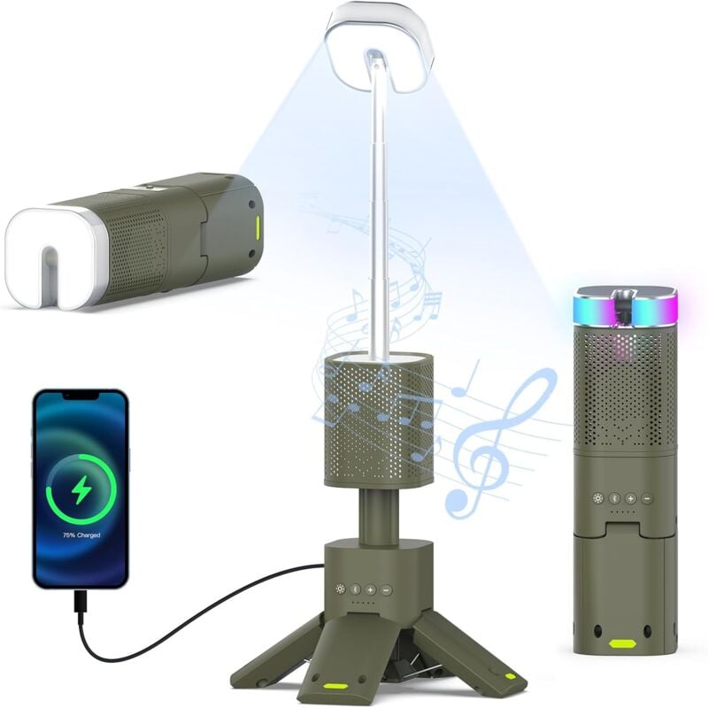 foto del prodotto lanterna da campeggio, lanterna telescopica ricaricabile da 14000 mah con base magnetica, bluetooth, impermeabile ipx5, torcia led portatile per