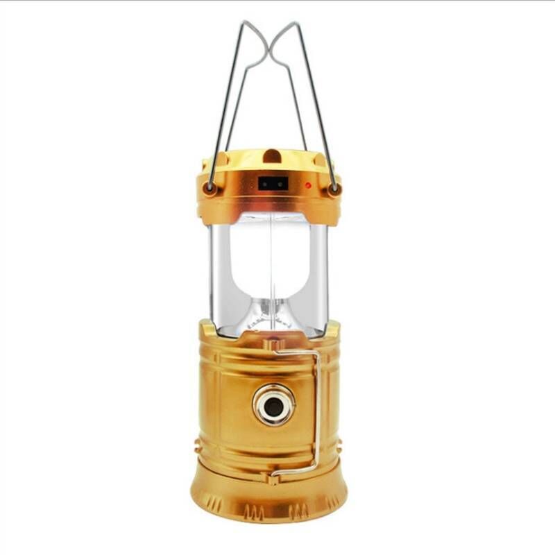foto del prodotto lanterna da campeggio solare a led ricaricabile, doppia illuminazione, ideale per campeggio, pesca, escursionismo, multiuso, include cavo di ricarica