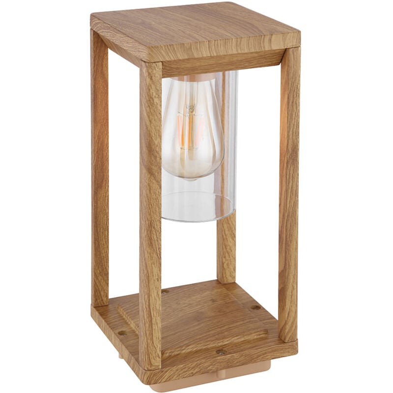 foto del prodotto lanterna da esterno lampada da esterno effetto legno con sensore crepuscolare resistente alle intemperie ip44, plastica alluminio, 1x attacco e27,