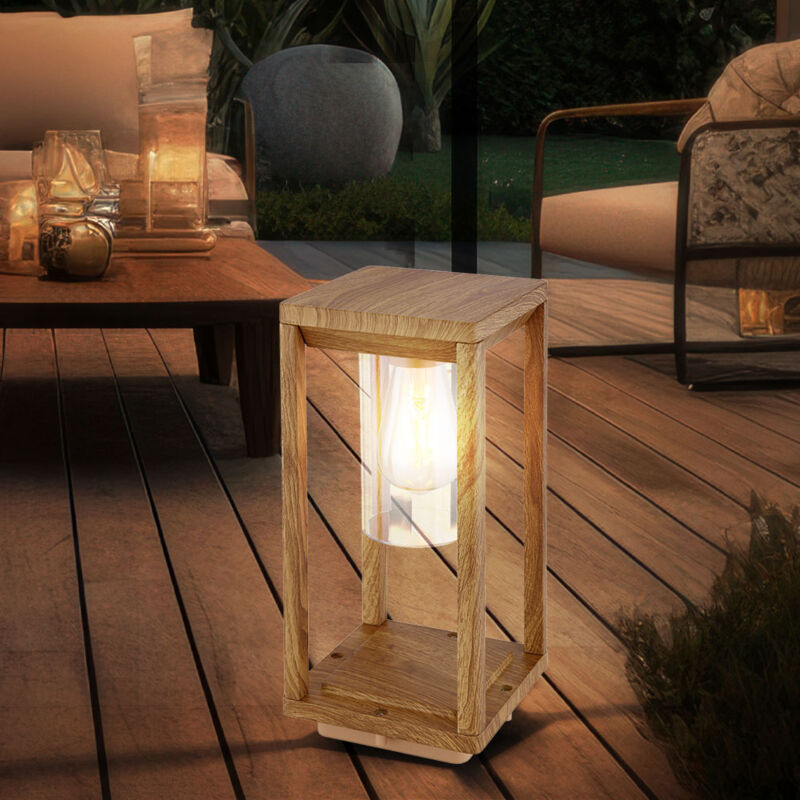 foto del prodotto lanterna da esterno lampada da esterno effetto legno con sensore crepuscolare resistente alle intemperie ip44, plastica alluminio, 1x attacco e27,