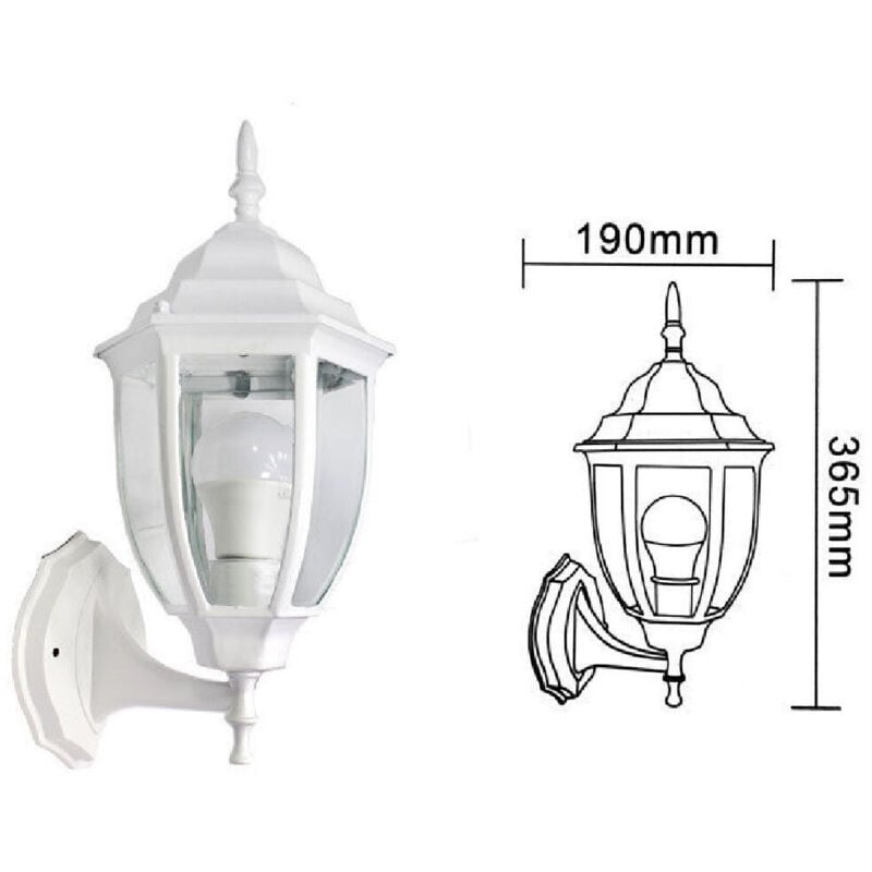 foto del prodotto lanterna da giardino antica lampada parete applique da esterno a muro retr es09 bianco trade shop traesio