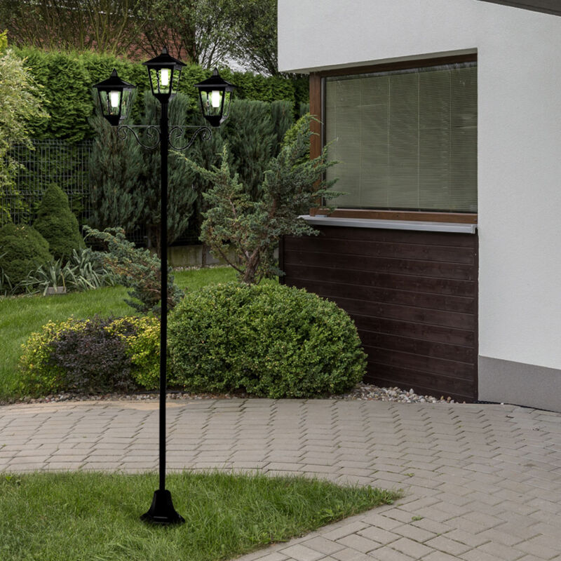foto del prodotto lanterna da giardino grande per esterno candelabro 3 fiamme lanterna solare da esterno da esterno da terra, led nero bianco caldo h 194 cm