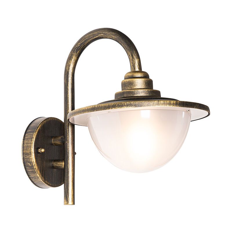 foto del prodotto lanterna da parete bruges classico acciaio inossidabile,plastico oro ottone tondo max. 1 x watt qazqa