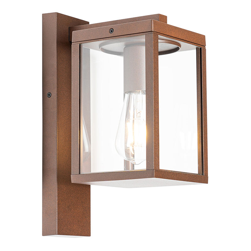 foto del prodotto lanterna da parete charlois industriale alluminio,vetro ruggine allungato e27 max. 1 x 4.5 watt qazqa