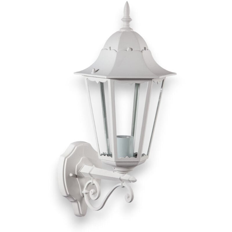 foto del prodotto lanterna da parete in alluminio e vetro illuminazione esterno bianco