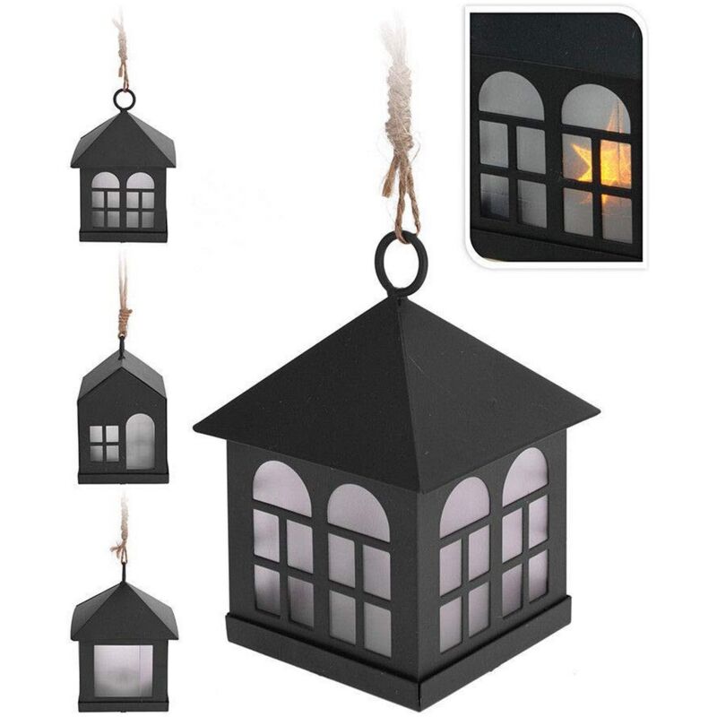 foto del prodotto lanterna decoration with light nero metallo