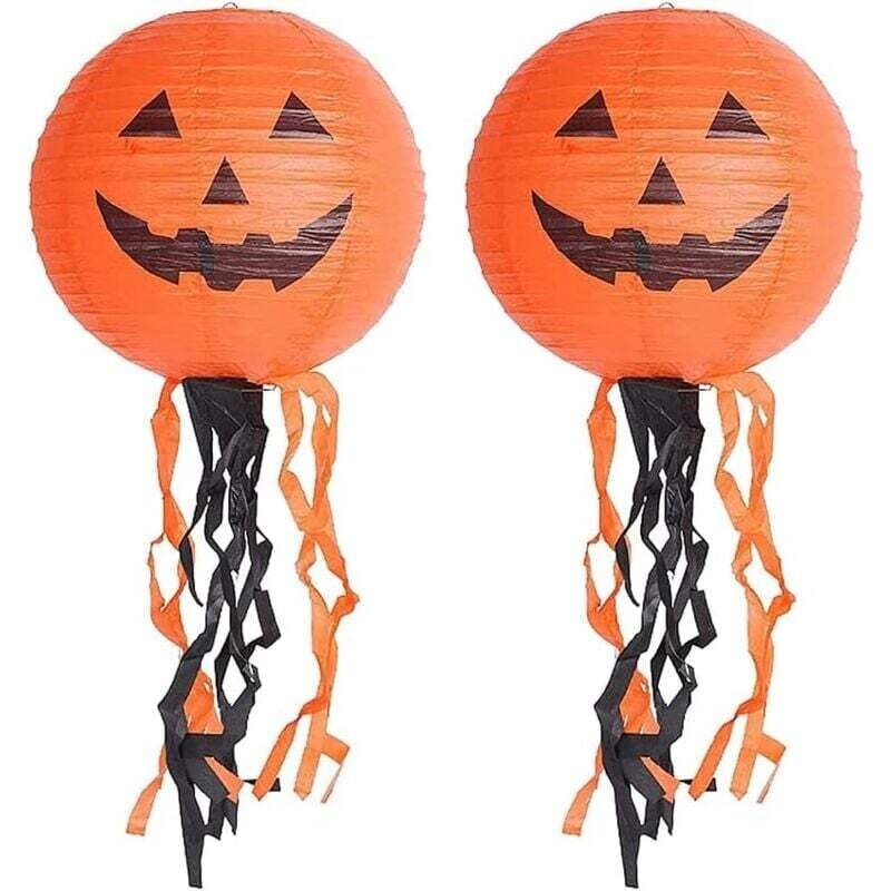 foto del prodotto lanterna di carta con zucca di halloween lanterne di zucca di carta di halloween set di lanterne di carta sospese per la decorazione della festa di