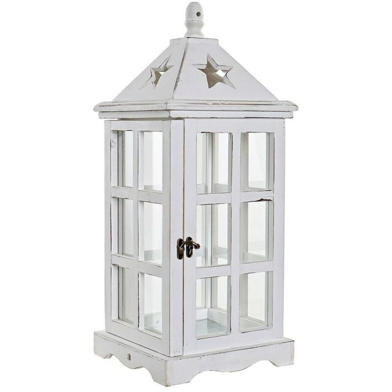 foto del prodotto lanterna dkd home decor cristallo bianco pino (21 x 21 x 51 cm)