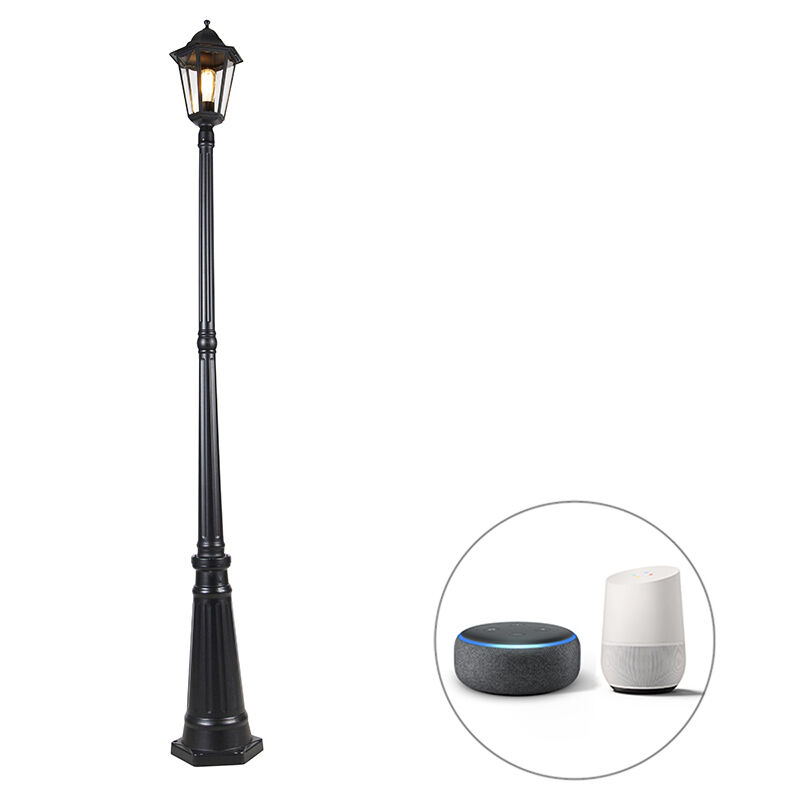 foto del prodotto lanterna havana classico acciaio inossidabile,vetro nero oblungo e27 max. 1 x 7 watt qazqa