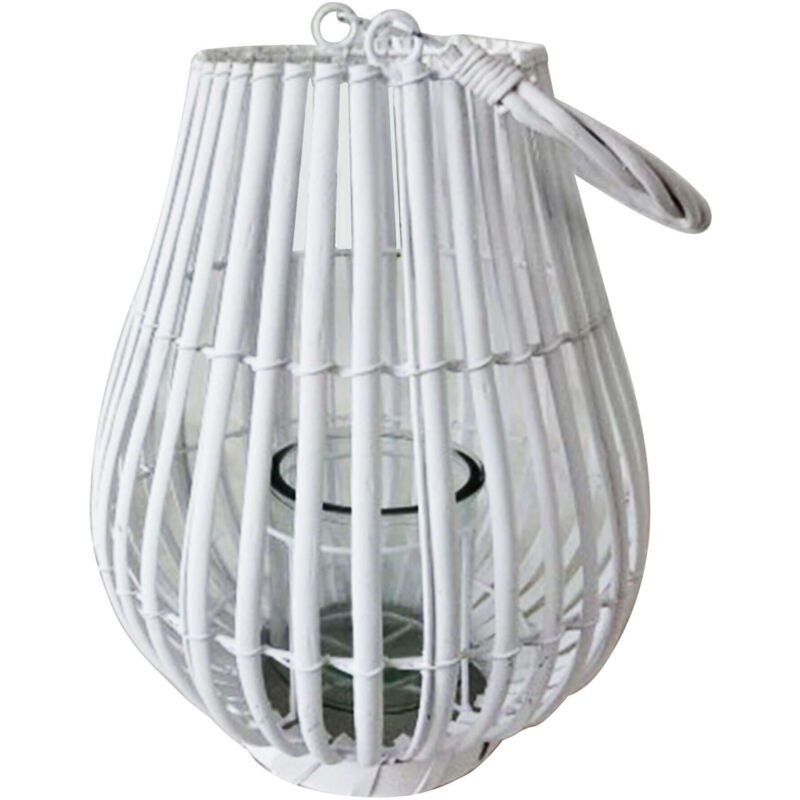 foto del prodotto lanterna in vimini con portacandela in vetro vimini selection gray