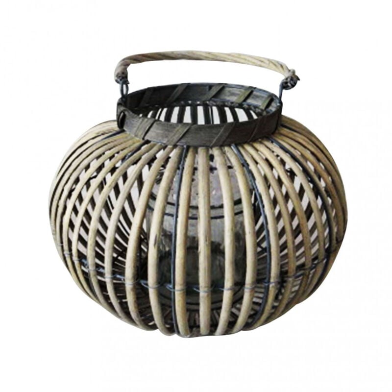 foto del prodotto lanterna in vimini in vimini,vetro cm 14x14x19 mada colore grigio