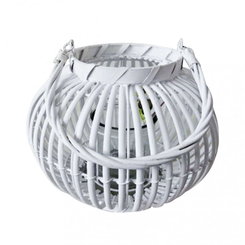 foto del prodotto lanterna in vimini in vimini,vetro cm 15x15x22 noele colore bianco