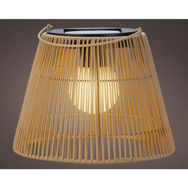 foto del prodotto lanterna led colore legno con pannello solare
